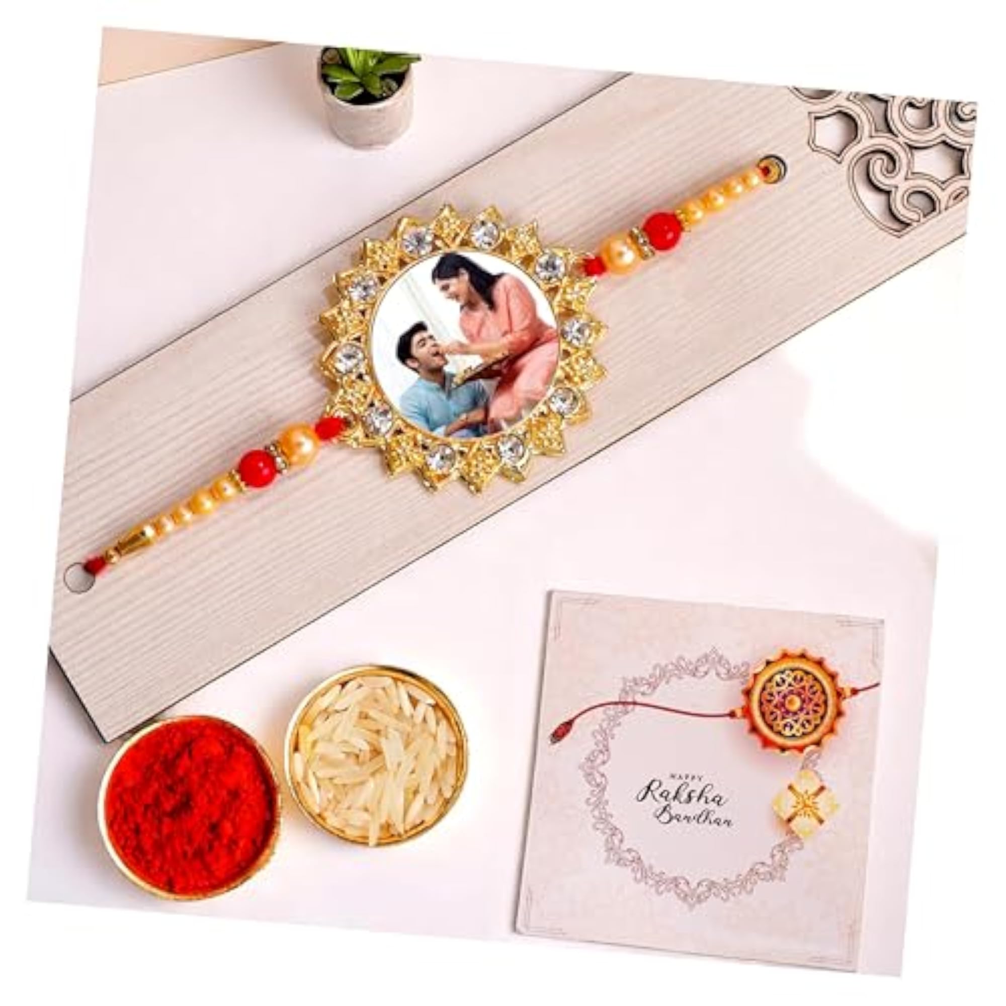 Personalized Raksha Bandhan Rakhi with Photo & Greeting Card