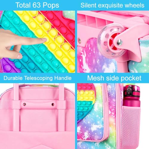 Image of CCJPX Kids Luggage for Girls, Cute Unicorn Suitcase Rolling with Wheels, Travel Carry on for Children Toddler Elementary - Pink
