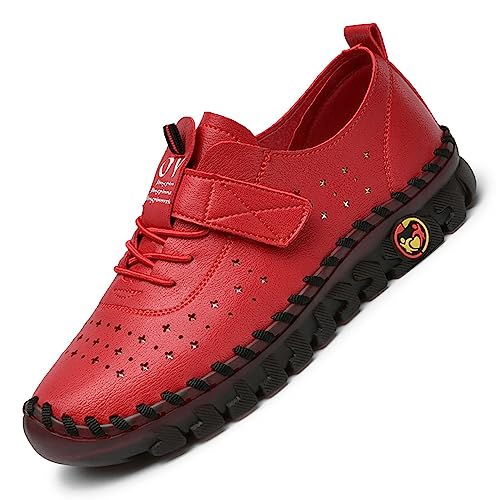 Image of Women's Hollow Beef Tendon Soft Bottom Slip-on Flat Loafers,Fashion Hand Sewing Non-Slip Oxford Breathable Orthotic 4D Pain Relief Comfy Walk Casual Shoes