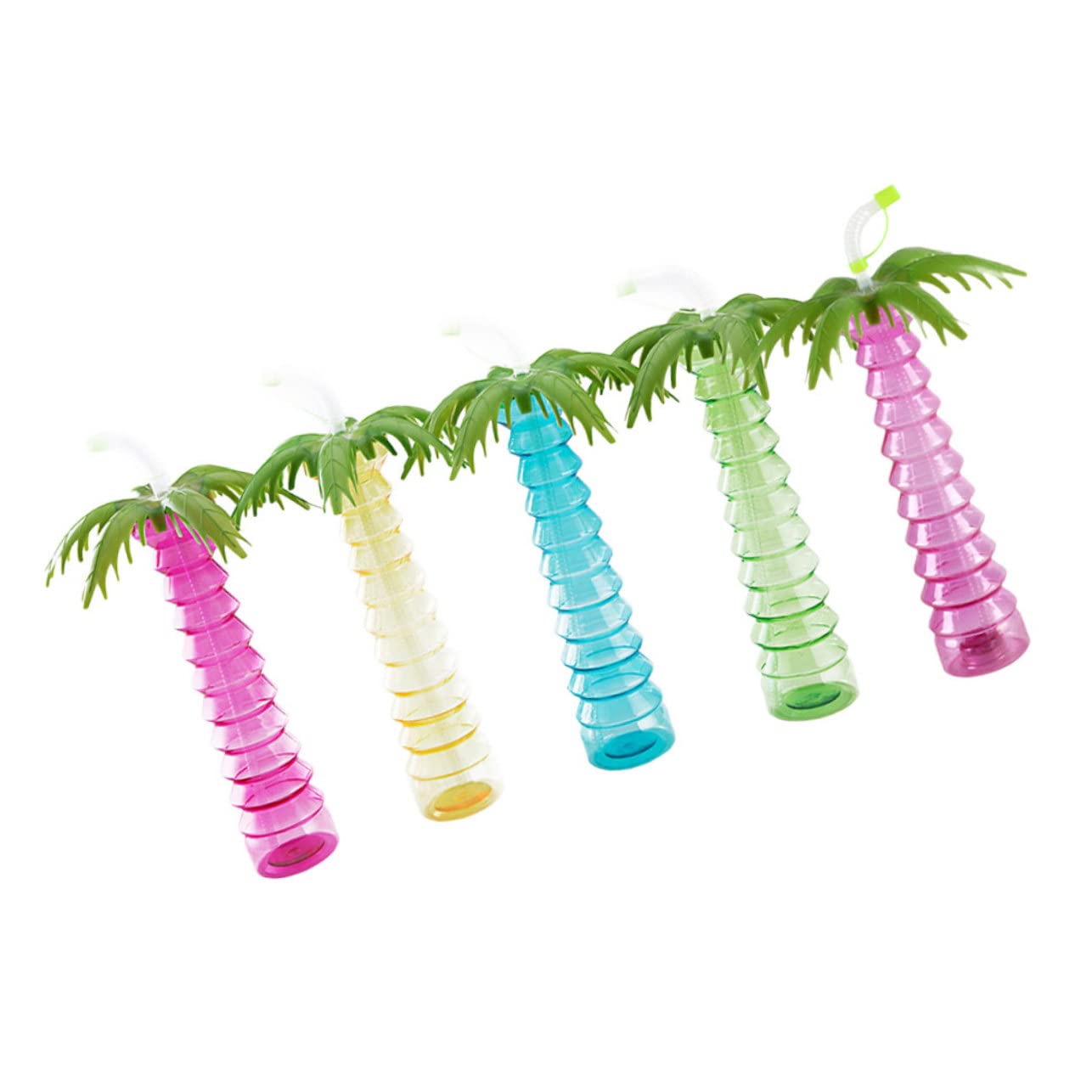 COLLBATH 5pcs Tropical Coco Shaped Straw Cup Portable The Pet Wine Glass Banquet re-usable