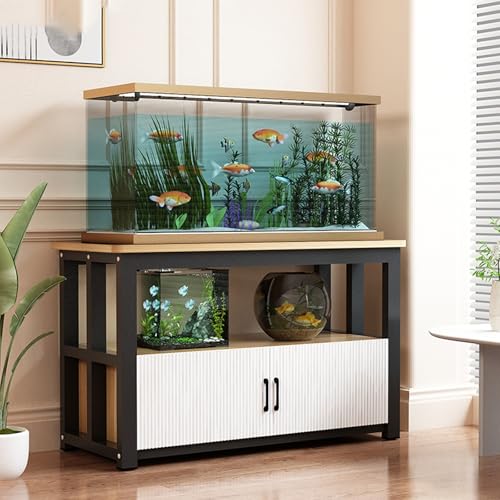 Solidna czarna stalowa półka na terrarium dla gadów z szafką do przechowywania, 120 x 45 cm, okrągłe narożniki: uniwersalny regał nadaje się do terrarium, hogare