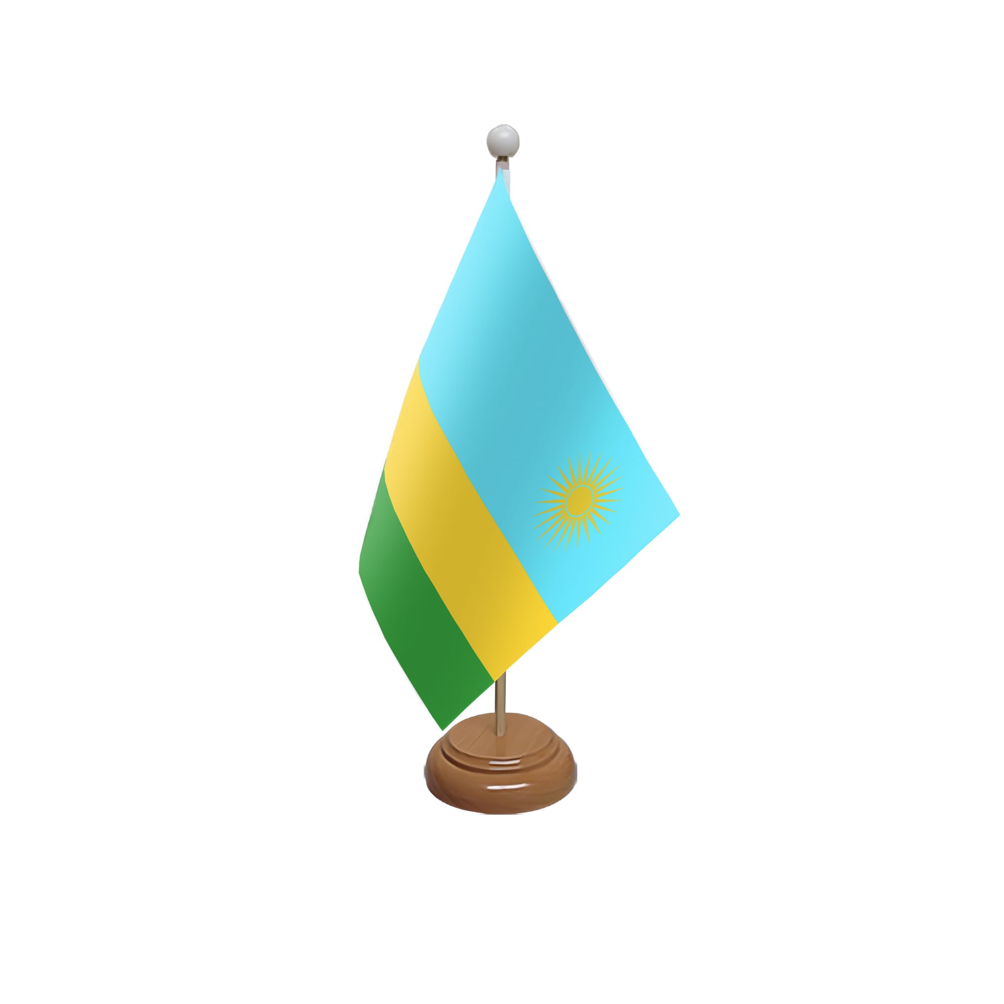 Flagtex Rwanda Wooden Table Flag With Wooden Base