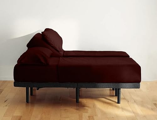 Vista 23 de Juego de sábanas divididas tamaño Queen ajustable, bolsillo extra profundo de 28 pulgadas, 800 hilos, 100% algodón egipcio