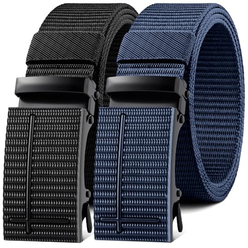 Web Belt Tactical Belt Heavy Duty Nylon Ratchet Belt Automatic Buckle Adjustable Belt, Gift Box