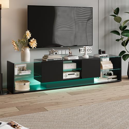 FOERPL LED-TV-Möbel, 200 cm, TV-Möbel, Tele mit LED, Stauraum, TV-Tisch,...