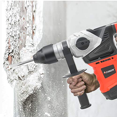 AOBEN 1-1/4 Inch SDS-Plus Rotary Hammer Drill with Vibration Control and Safety Clutch,13 Amp Heavy Duty Demolition Hammer for Concrete-Including 3 Drill Bits,Flat Chisels, Point Chisels, Drill Chuck
