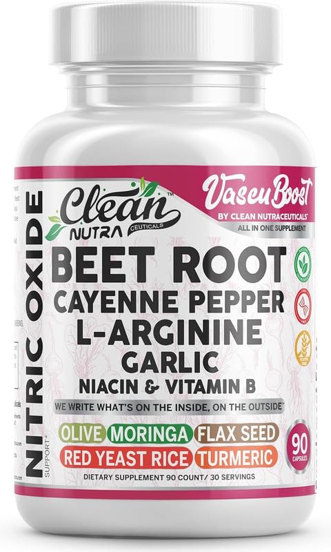 Evorina Vascu Boost Beet Root Cayenne Pepper Nitric Oxide Supplement L-Arginine Garlic Niacin Vitamin B Red Yeast Rice Flax Seed Turmeric Curcumin Supplement 90 Capsules by Clean Nutra | High Strength Herbal Supplement | Clean Label Ayurvedic Wellness-image-31