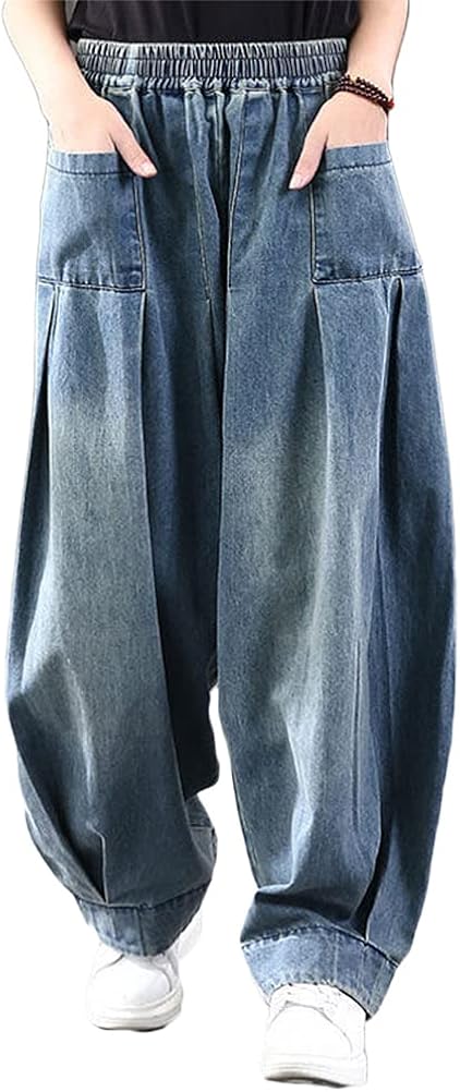 レディース ワイドパンツ デニム ガウチョパンツ サルエルパンツ ボリューム ゆったり 無地 デニムパンツ ジーパン Faz Co