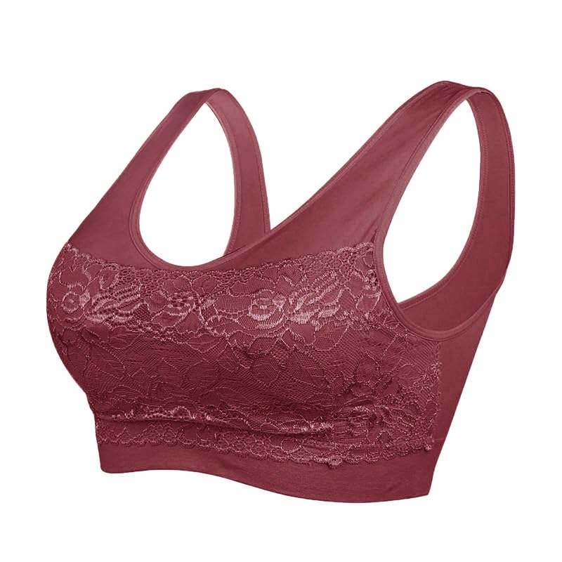 Image of Litthing Lace Bralettes for Women Padded Sports Bra Seamless Plus Size Tank Tops Wirefree Comfort Yoga Cami T Shirt Bras