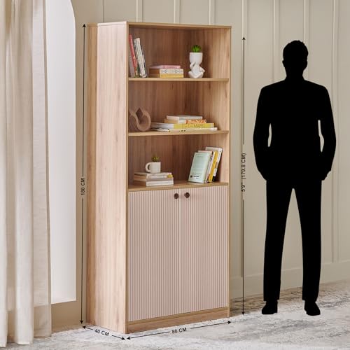 Image of Home Centre | Lexus 5-Tier Book Cabinet | Engineered Wood | Brown | 1 Year Warranty