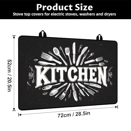 Image of BVBOX Stove Top Cover for Electric Stove, 28 inch x 20 inch Glass Cooktop Protector Mat with Hanging Loops, Anti-Scratch Non-Slip Dish Drying Mat, Washable Countertop Pad