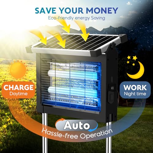 Solar Bug Zapper 4500V Waterproof Mosquito Zapper Fly Traps Outdoor Patio - image 3