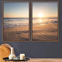 2 Piece Framed Canvas Wall Art Sunset and Ocean Landscape Canvas Prints Home Artwork Decoration for Living Room,Bedroom - 16