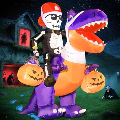 DomKom Halloween Inflatable Blow Up Decorations, 6FT Skeleton Knight Riding