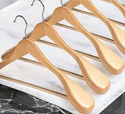 10 Cabides De Madeira Para Terno Luxo - Casacos, Alta Resistência, Design Clássico, Madeira Marfim