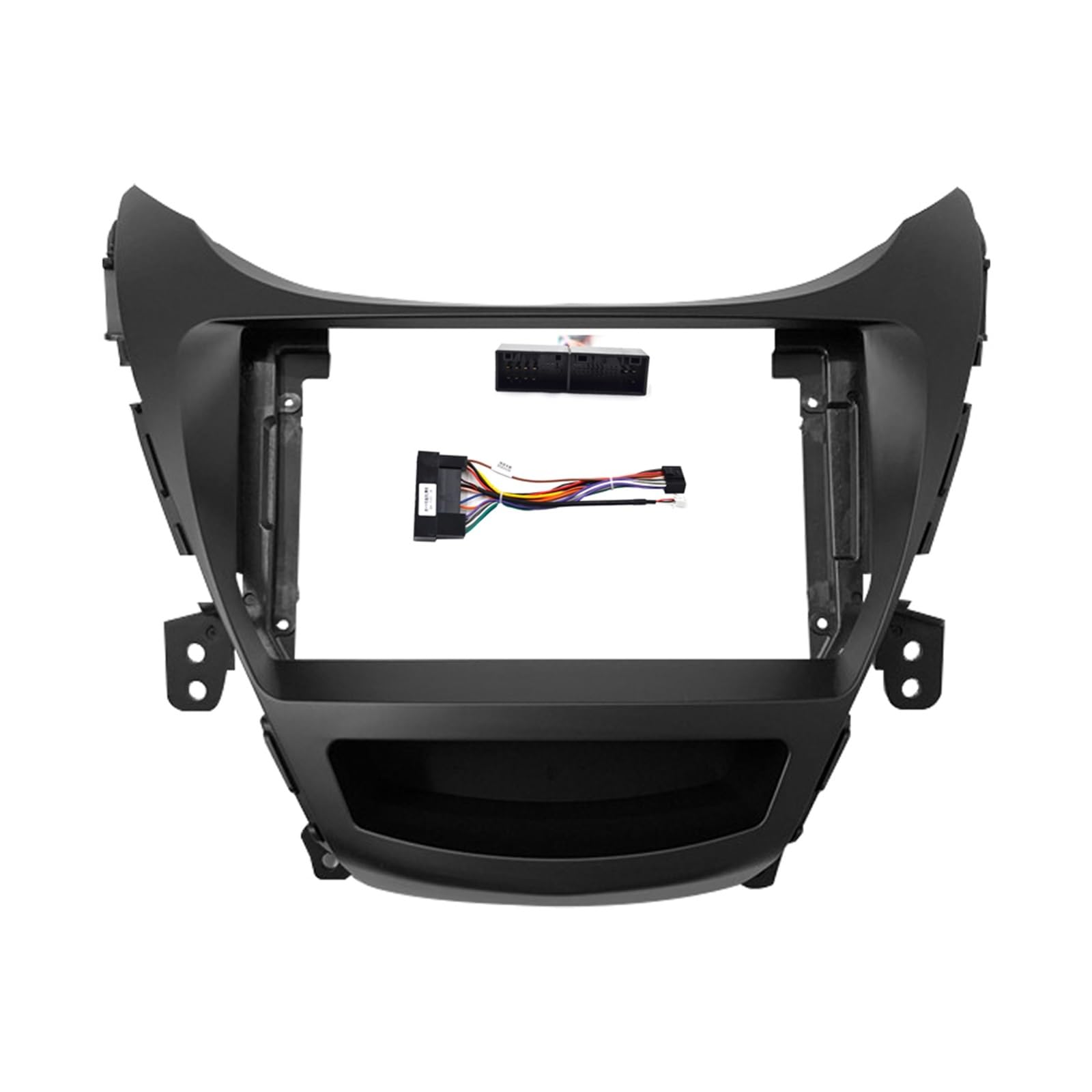 JKELPV Car Radio Frame Kit Fit For HYUNDAI Elantra 2012-2018 Double Din DVD Fascias Frame 9 Inch Car Fascia Trim Kit Audio Fitting Adaptor Radio adapter(Frame-2012-cord)
