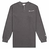 Champion Thermal Heavyweight Long Sleeve Henley Shirts for Men Big and Tall Black