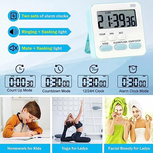 Image of YELONA Digital Magnetic Timer for Kids, Kitchen, Cooking, Egg, Teacher, Exercise, Productivity- Blue, Pack of 1