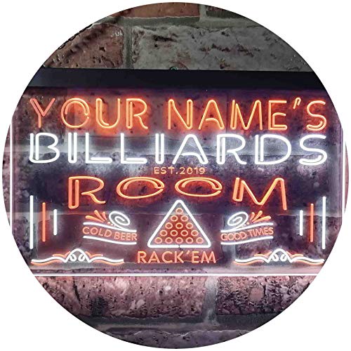ADVPRO Personalized Your Name Est Year Theme Billiards Room Garage Dual Color LED Neon Sign White & Orange 12" x 8.5" st6s32-pj1-tm-wo