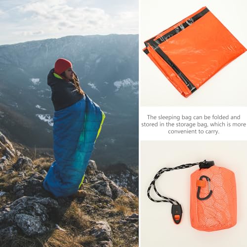 Kit de supervivencia compacto y liviano OSOLADY con film de aluminio PE, bolsa de almacenamiento con cordón y silbato para camping al aire libre miniatura 5