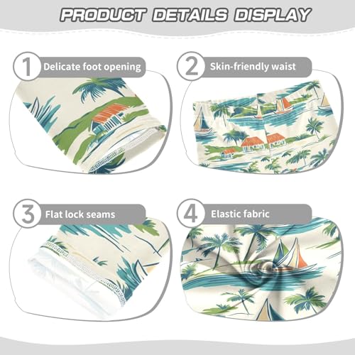 Palm Trees Sailboat House Girls Leggings Athletic Pants Tights Stretch Bottom3