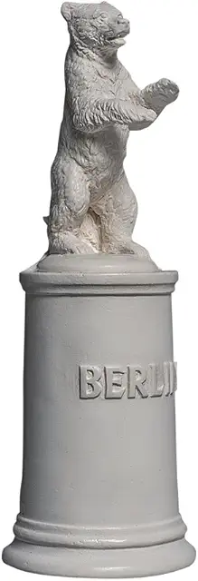 Berliner Bär Skulptur aus Zellan - Handgefertigte Büste in Weiß, Made in Germany