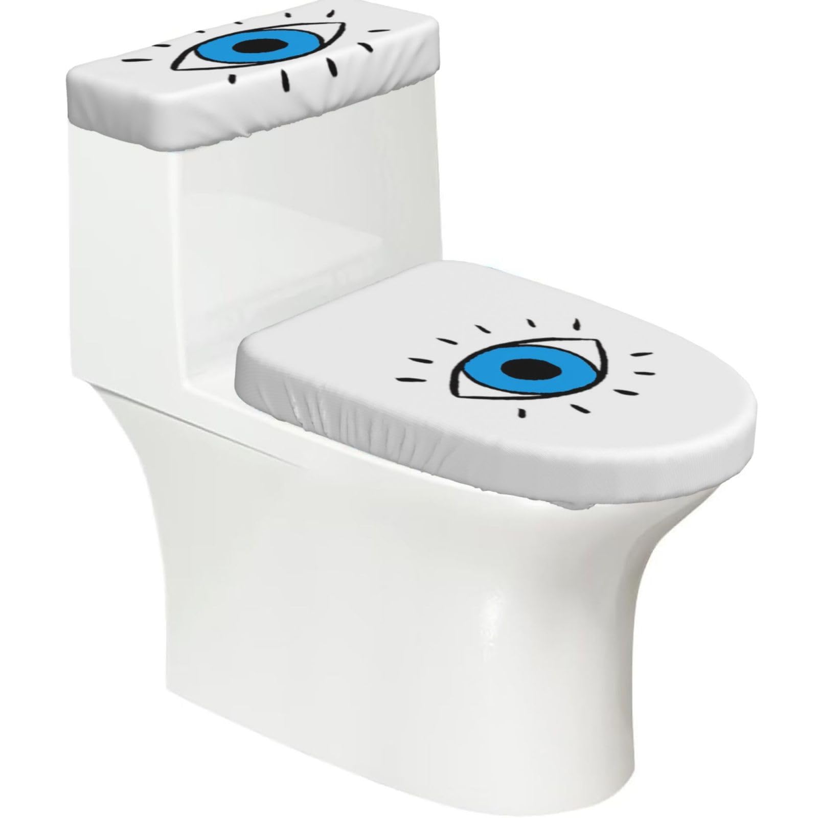 Evil Eye Print Bathroom Decor Toilet Lid Cover And Tank Covers, Restroom Accessories Fits Most Round