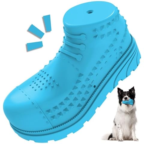 HICC PULE Indestructible Dog Chew Toy for Aggressive Chewers, Tough Durable Squeak Interactive Dog Toys with Milk Flavor, Cleaning Teeth Dog Toy for Small, Medium, Large Boredom Dogs (Light Blue) Cover