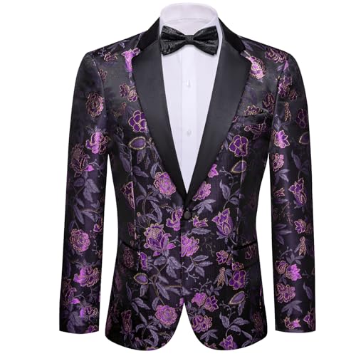 Image of Barry.Wang Mens Floral Blazer Suit Jacket Notched Lapel Casual Sport Coat