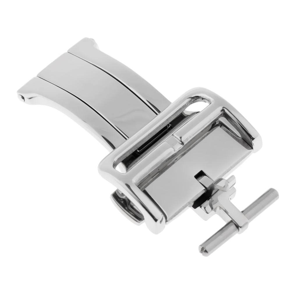 Cinturino in Pelle con Fibbia a Farfalla E Chiusura Deployante in Acciaio Inossidabile, 18 Mm/20 Mm, 18 Millimetri