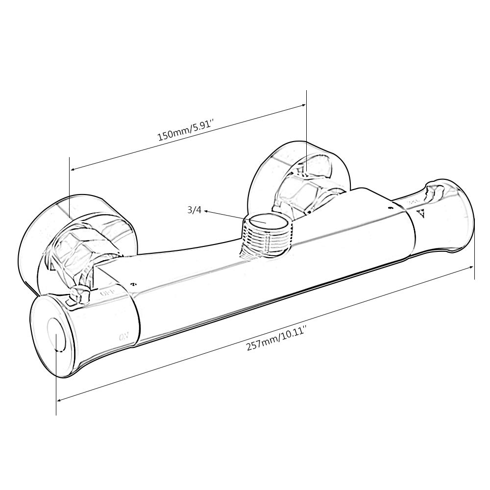 Thermostat Duscharmatur, Duschthermostat Temperatureinstellung, Mischbatterie Brausethermostat Thermostatarmatur mit 38 °C Sicherheitstaste G3/4 Oben Auslauf (3/4 Auslauf)
