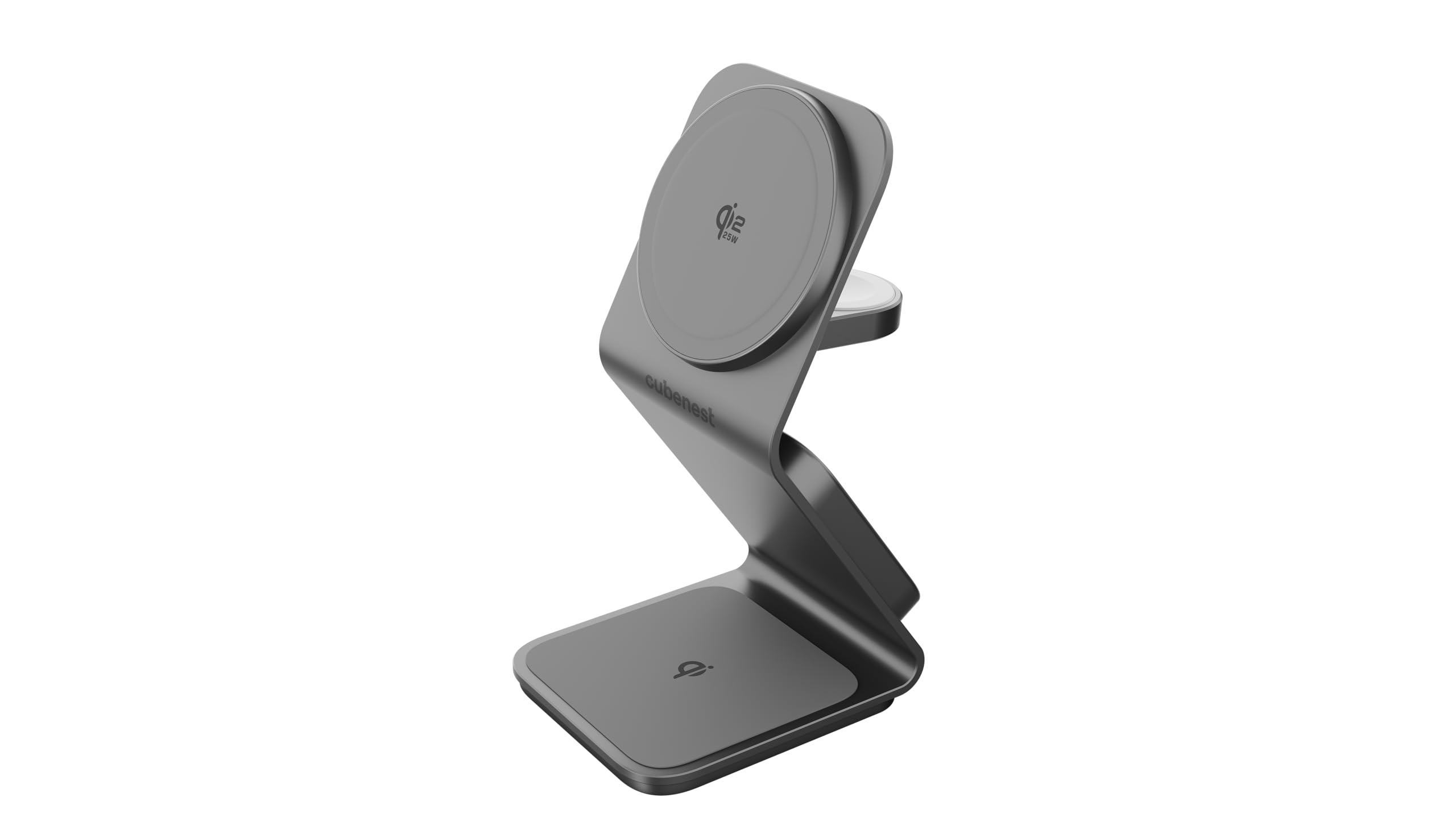 Cubenest SQ314 Qi2.2 Station de charge sans fil 3 en 1, chargeur magnétique rapide 35 W, aluminium, USB-C, gris