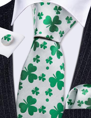 Image of Barry.Wang Fun Animal Ties for Men Designer Handkerchief Cufflink WOVEN Casual Necktie Set Festival