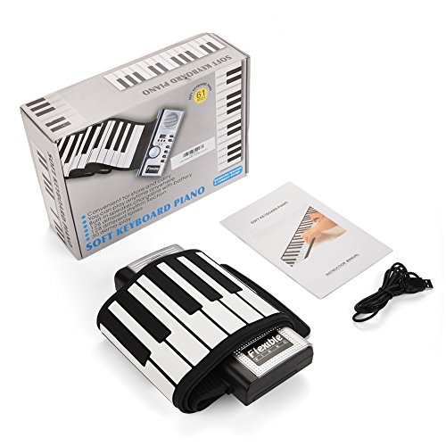 Roll Up Piano, Flexible 61 Tasten Elektronische Roll Up Musik Tastatur mit eingebautem Lautsprecher USB-Kabel für Kinder Anfänger Spielzeug