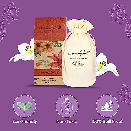 Image of Aromahpure Premium Car Perfume Fragrance Flakes - Fairy Land, Luxury Car Air Freshener made Organically with Essential Oil, Grains, and Flakes - 50 Gms, fragrant for 30 days, IFRA certified