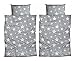 Produktbild Casatex 4 Tlg. Fein Biber Bettwäsche , Sterne Grau  Gratis Saunatuch  2x Bettbezug + 2x Kissenbezug  100% Baumwolle (135 cm x 200 cm)