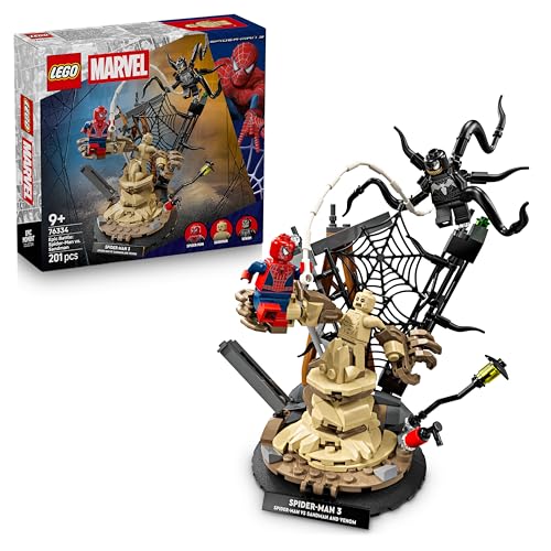 LEGO | Marvel Großer Showdown: Spider-Man vs. Sandman - Spiderman Spielzeug mit 3 Minifiguren - Spider Man Venom und Sandma - Kinder Geschenk für Jungen ab 9 Jahren Mädchen und Fans - 76334