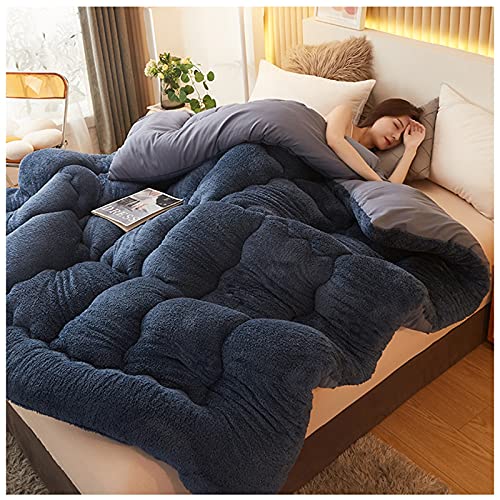 YRRA Duveteux Couette, Épaissir Consolateur Couverture d'hiver en Cachemire d'agneau Épaissi Couette De Lit Doux Et Chaud Literie,Bleu,120x150cm（1kg）
