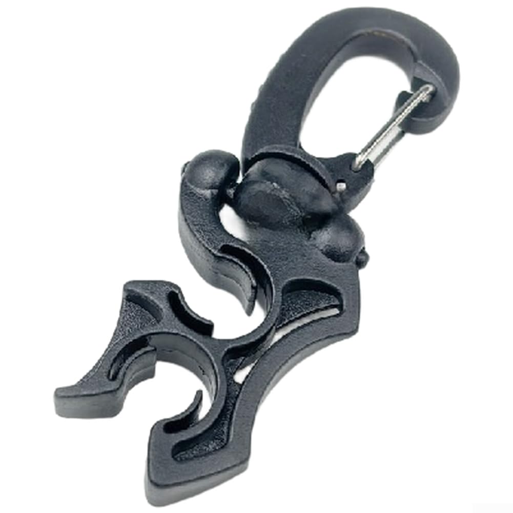 Scuba Diving Hose Clip with Fast Release Buckle for BCD and Regulator Hoses Featuring 304 Stainless Steel for Saltwater Resistance (Black)