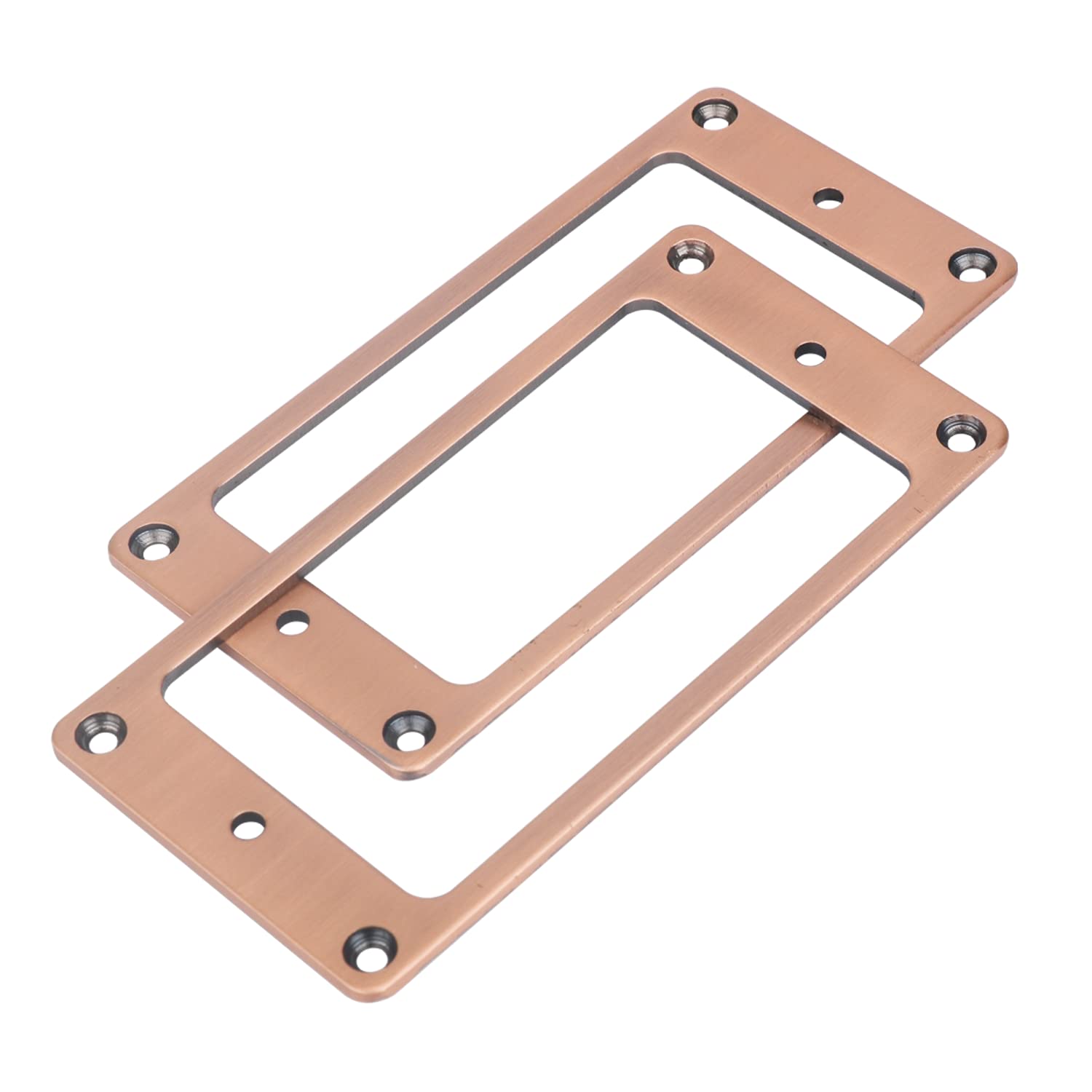 2Pcs Flat Metal Humbucker Pickup Mounting Ring Bridge and Neck Pickups Cover Frame Replacement for LP SG Guitar Electric Guitar (Red copper)