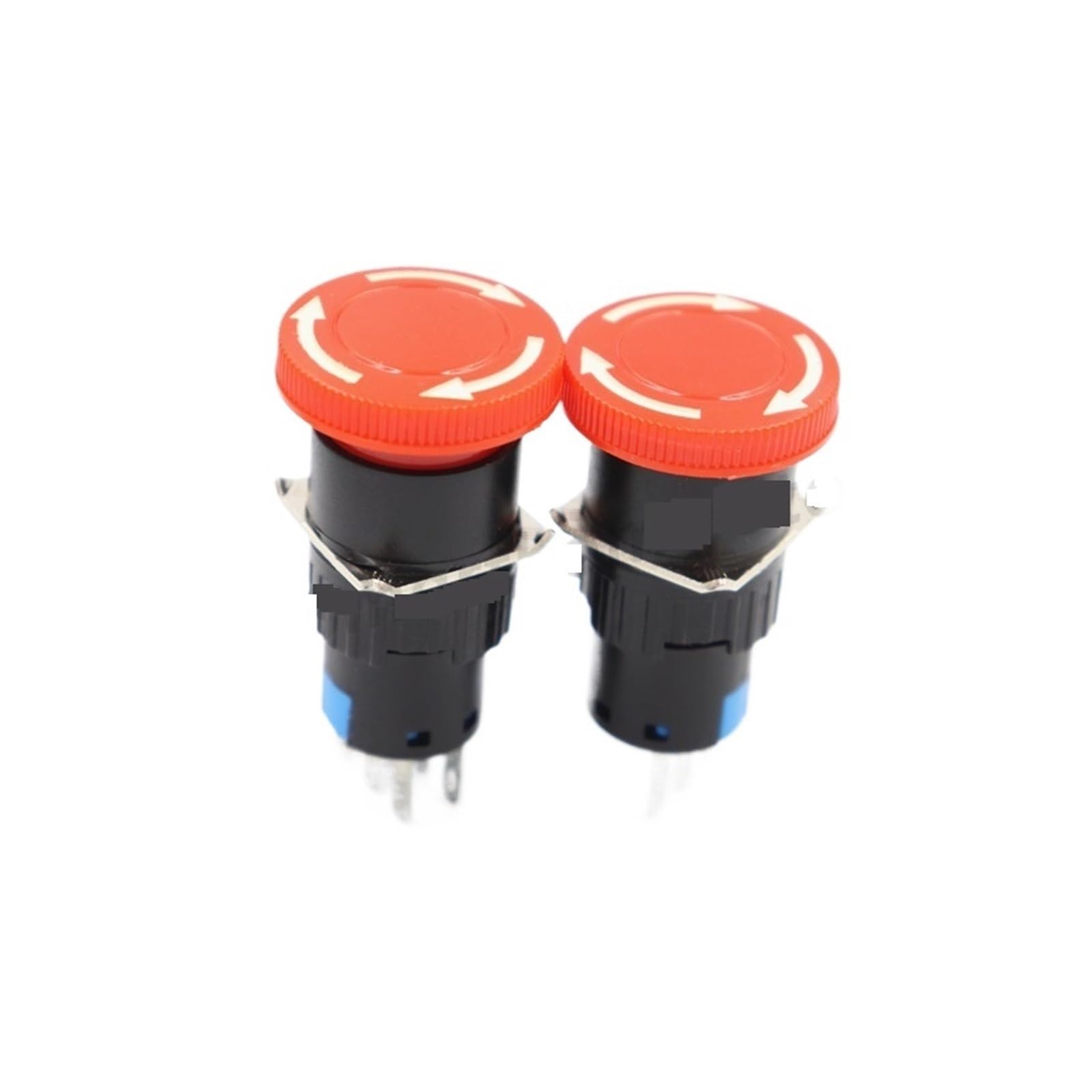 KUKEUC77Q 2pcs 16mm emergency stop SPTD E-3-pin/DPDT E-6 pin switch normally NO + NC button red(3pin)