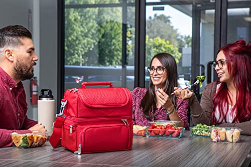 Oniva - A Picnic Time Brand, Pranzo Lunch Bag, Insulated Lunch Box With Picnic Set, Lunch Cooler Bag, (Red) #TOP3