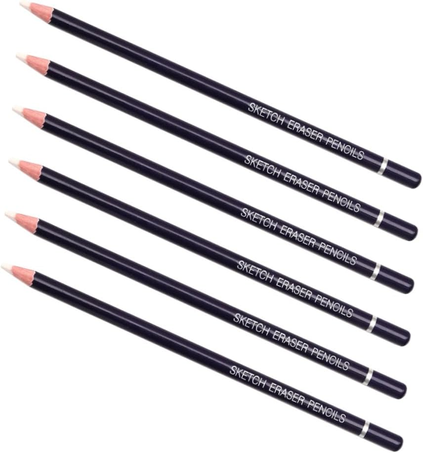 6pcs Highlight Eraser Pen Sketch Painting Erasers Drawing Pencil for Students Safe Portable Art Tools