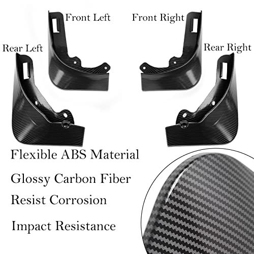Image of Mud Flaps for Tesla Model Y 2020 2021 2022 2023 2024 Splash Guards Front Rear Fender Protection Mudflaps No Need to Drill Holes (Set of 4, ABS Carbon Fiber)