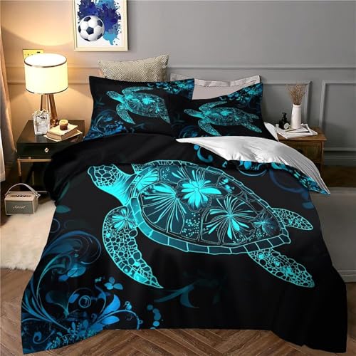 Housse de couette 3D tortue marine avec fermeture éclair résistante douce - 6