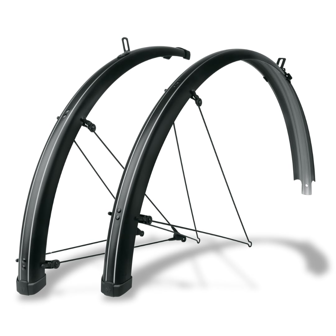 SKS GERMANY Bluemels Stripes 28″ Kit de Garde-Boue (Look Pinstripe, Construction Sandwich, Robuste et Rigide, système de sécurité ASR, entretoises en V pour Un Montage Facile), Noir