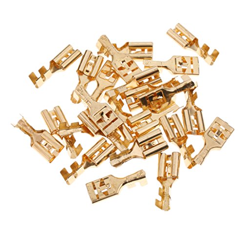 25 Pieces Brass Crimp Terminal Cable Locking Female Spade Connector 9.5mm - High Current Capability & Resistant to Corrosion