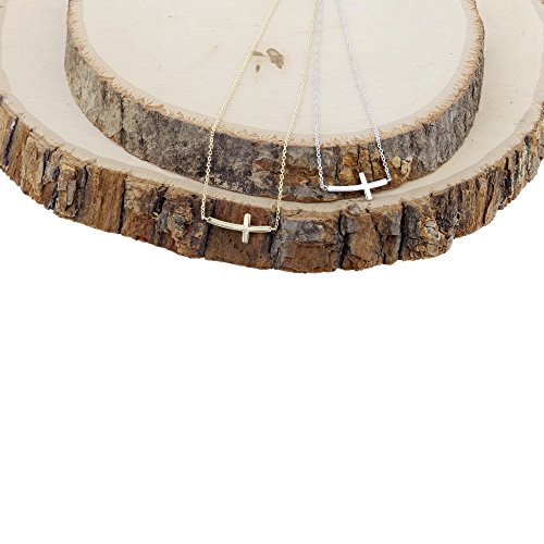 Beaux Bijoux Sterling Silver 14k Gold Plated Sideways Cross Necklace | Confirmation and Communion Jewelry | Curved Cross Pendant for Women4