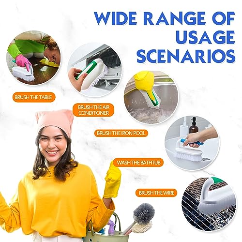 Image of Lallisa Scrub Brush for Cleaning with Handle Comfortable to Grip Heavy-Duty Flexible Stiff Bristles Scrubber Brushes Bulk for Shower Bathroom Carpet Kitchen Floor Tiles(Green Blue,24 Pcs)