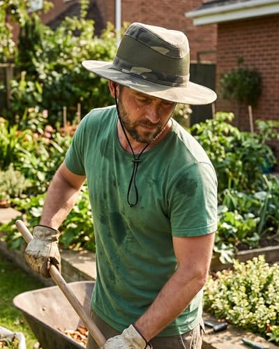 Image of Zylioo XXL XL L M Outback Hat with Wide Brim,Breathable Mesh Crown Fishing Hat,Summer Hiking Hat for Camping,Gardening